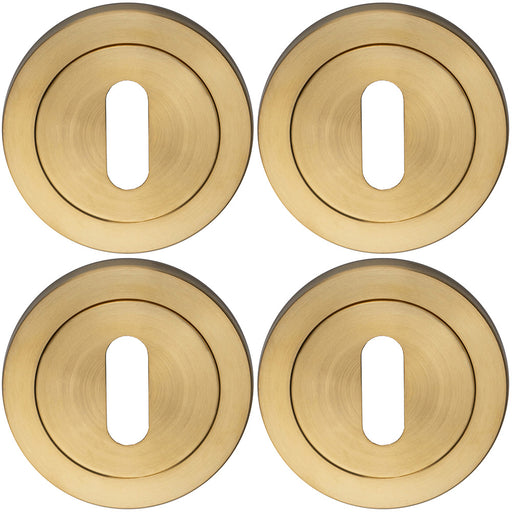 4 PACK Screwless Round Lock Profile Escutcheon Satin PVD 52mm Key Cover Plate