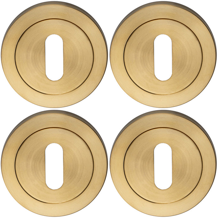 4 PACK Screwless Round Lock Profile Escutcheon Satin PVD 52mm Key Cover Plate