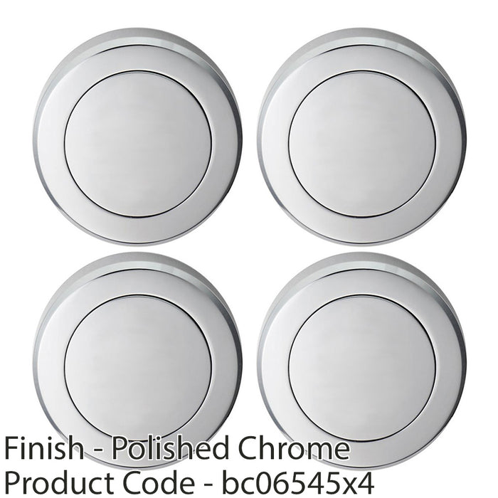 4 PACK Screwless Round Blank EscutcheCover Polished Chrome 50mm Door Key Plate 1