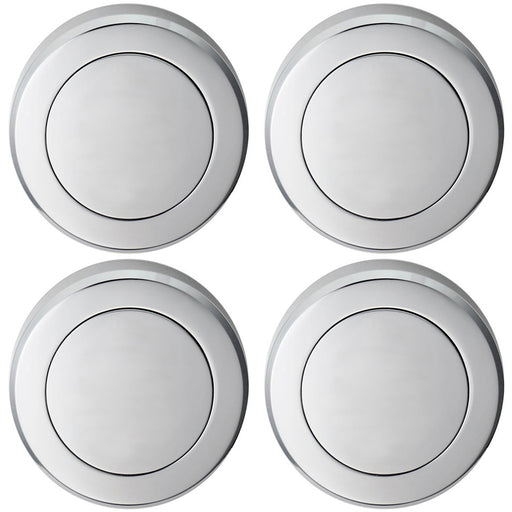 4 PACK Screwless Round Blank EscutcheCover Polished Chrome 50mm Door Key Plate