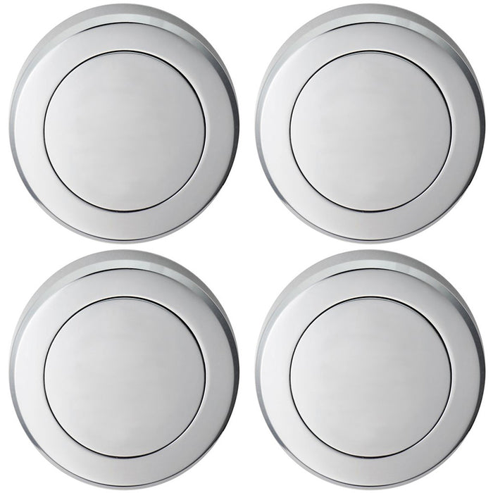 4 PACK Screwless Round Blank EscutcheCover Polished Chrome 50mm Door Key Plate