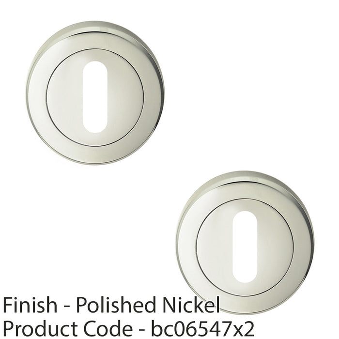 2 PACK Screwless Round Standard Profile Escutcheon Polished Nickel 51mm Lock Key 1