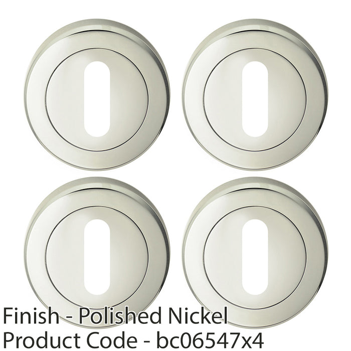 4 PACK Screwless Round Profile Escutcheon Polished Nickel 51mm Lock Key Plate 1