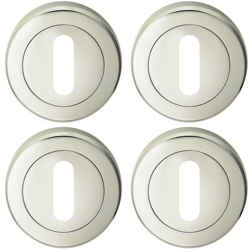 4 PACK Screwless Round Profile Escutcheon Polished Nickel 51mm Lock Key Plate