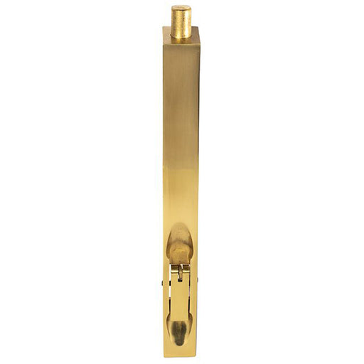 Lever Action Flush Door Bolt with Flat Keep Plate 305mm x 20mm Polished Brass