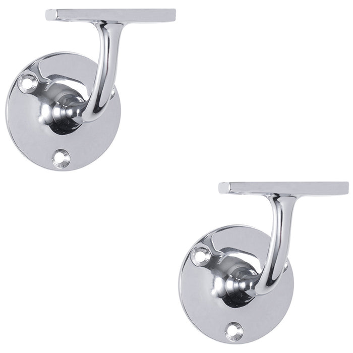 2 PACK Lightweight Stair Handrail Bannister Bracket Arm Polished Chrome 72mm