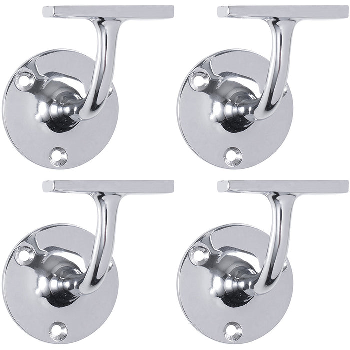 4 PACK Lightweight Stair Handrail Bannister Bracket Arm Polished Chrome 72mm