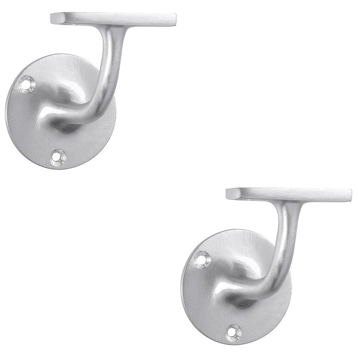 2 PACK Lightweight Stair Handrail Bannister Bracket Arm Satin Chrome 72mm Holder