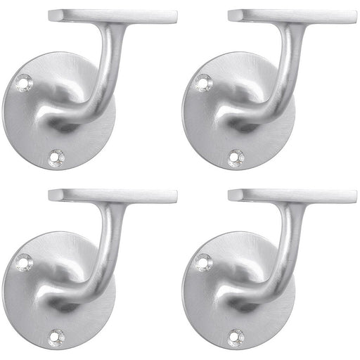 4 PACK Lightweight Stair Handrail Bannister Bracket Arm Satin Chrome 72mm Holder