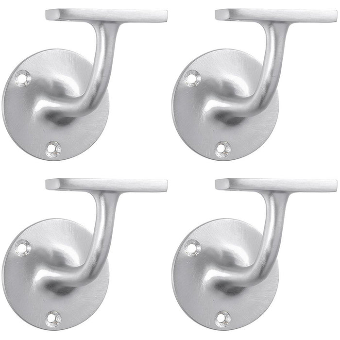 4 PACK Lightweight Stair Handrail Bannister Bracket Arm Satin Chrome 72mm Holder