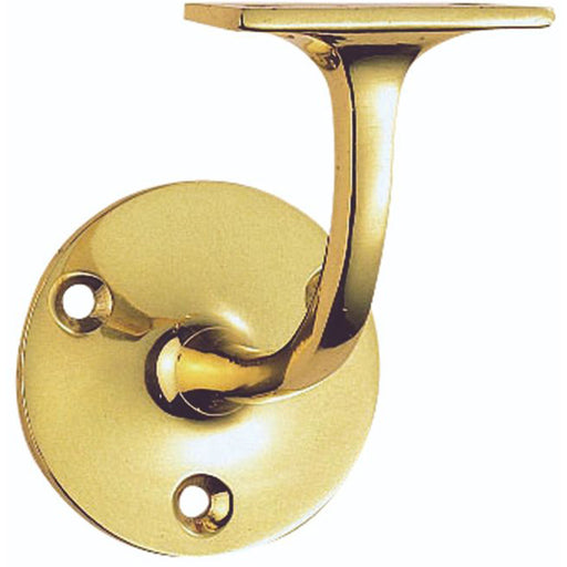 Heavyweight Stair Handrail Bannister Bracket Arm - Polished Brass 91mm Holder