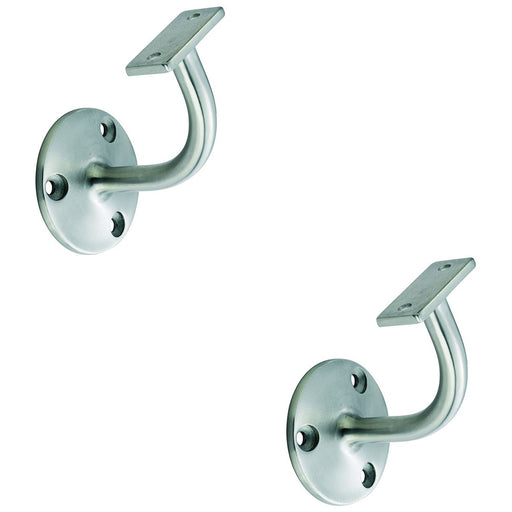 2 PACK Heavy Duty Stair Handrail Bannister Bracket Arm Satin Steel 85mm Holder