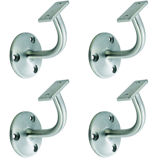 4 PACK Heavy Duty Stair Handrail Bannister Bracket Arm Satin Steel 85mm Holder