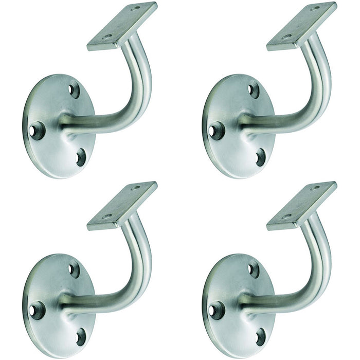 4 PACK Heavy Duty Stair Handrail Bannister Bracket Arm Satin Steel 85mm Holder