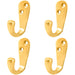 4 PACK Victorian Oval Single Robe Coat Hook Wall Gown Holder Polished Brass