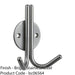 Slimline Double Coat Hook On Round Rose - 35mm Projection Bright Stainless Steel 1