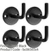 4 PACK Slimline Single Coat Hook On Round Rose 45mm Projection Matt Black 1