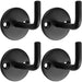 4 PACK Slimline Single Coat Hook On Round Rose 45mm Projection Matt Black