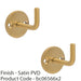 2 PACK Slimline Single Coat Hook On Round Rose 45mm Projection Satin Brass PVD 1