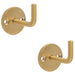 2 PACK Slimline Single Coat Hook On Round Rose 45mm Projection Satin Brass PVD