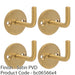 4 PACK Slimline Single Coat Hook On Round Rose 45mm Projection Satin Brass PVD 1