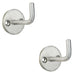 2 PACK Slimline Single Coat Hook On Round Rose 45mm Proj Satin Stainless Steel