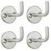 4 PACK Slimline Single Coat Hook On Round Rose 45mm Proj Satin Stainless Steel