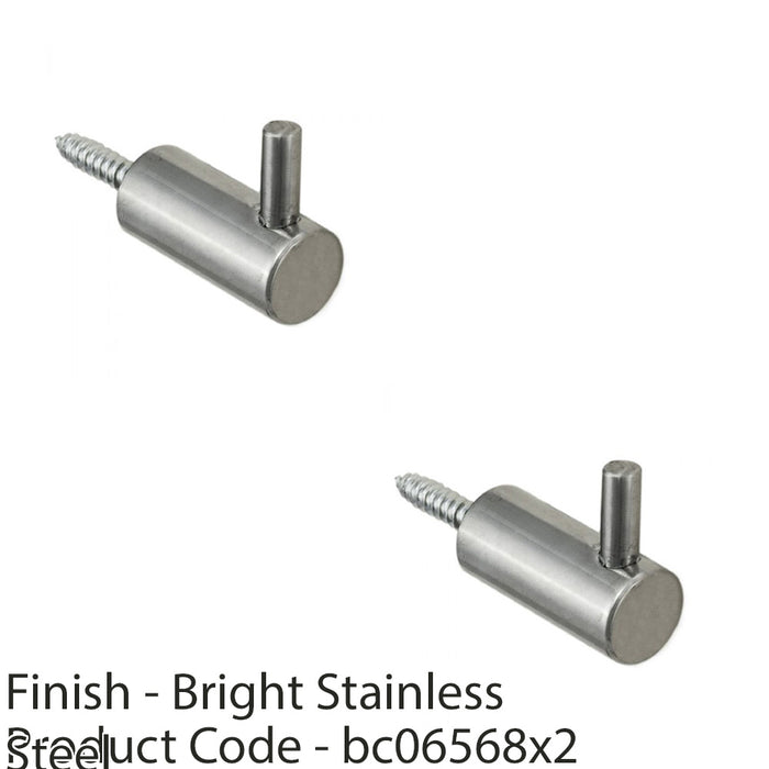 2 PACK Coat Hook with Concealed Fixing 35mm Projection Bright Stainless Steel 1