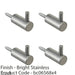 4 PACK Coat Hook with Concealed Fixing 35mm Projection Bright Stainless Steel 1