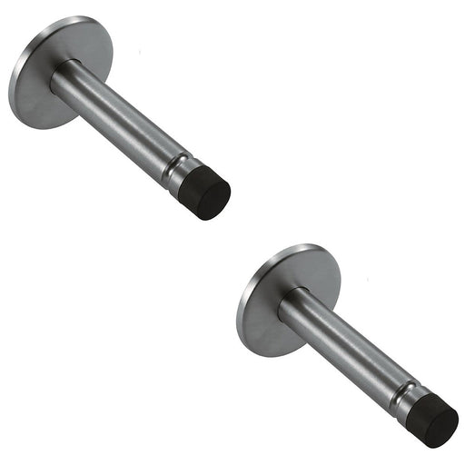 2 PACK Coat Hook On Concealed Fix Rose Rubber Tip 93mm Projection Bright Steel