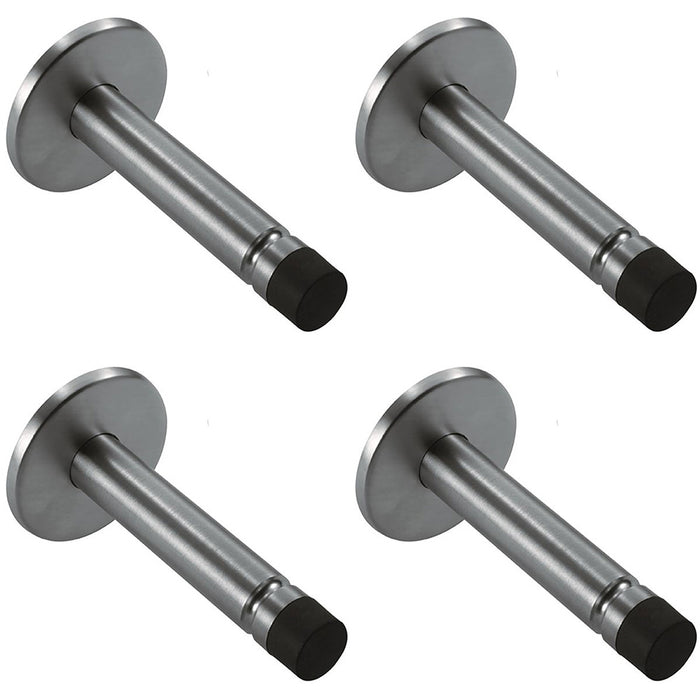 4 PACK Coat Hook On Concealed Fix Rose Rubber Tip 93mm Projection Bright Steel