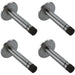 4 PACK Coat Hook On Concealed Fix Rose Rubber Tip 93mm Projection Bright Steel