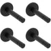 4 PACK Coat Hook On Concealed Fix Rose Rubber Tip 93mm Projection Matt Black