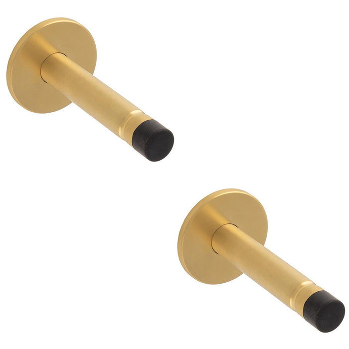 2 PACK Coat Hook Concealed Fix Rose Rubber Tip 93mm ProjectiSatin Brass PVD