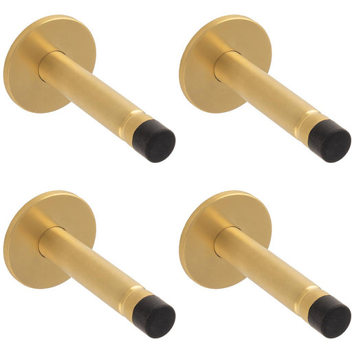 4 PACK Coat Hook Concealed Fix Rose Rubber Tip 93mm ProjectiSatin Brass PVD