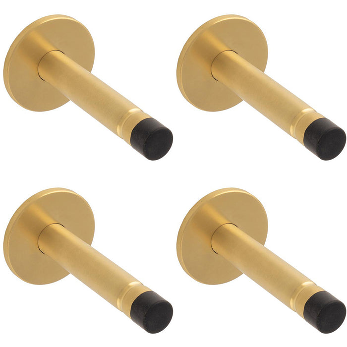 4 PACK Coat Hook Concealed Fix Rose Rubber Tip 93mm ProjectiSatin Brass PVD