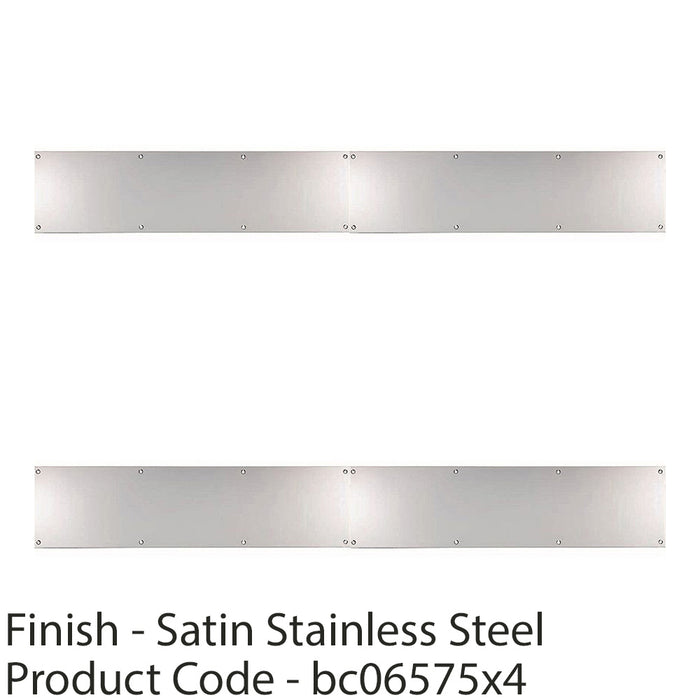 4 PACK 675mm x 150mm Door Kickplate Satin Stainless Steel Kick Plate Protector 1