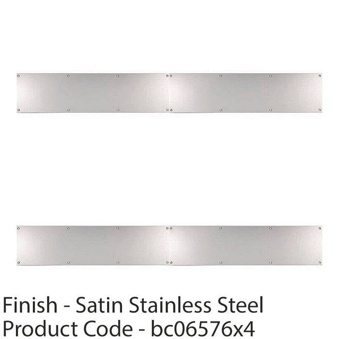 4 PACK 690mm x 150mm Door Kickplate Satin Stainless Steel Kick Plate Protector 1