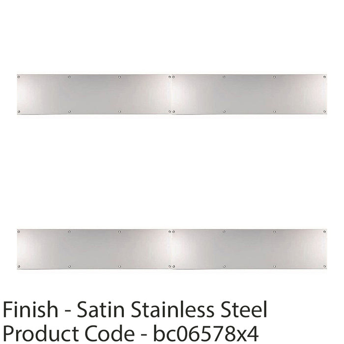 4 PACK 725mm x 150mm Door Kickplate Satin Stainless Steel Kick Plate Protector 1