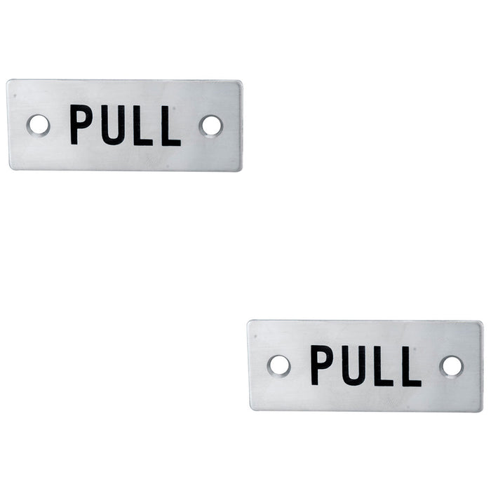 2 PACK Rectangular Door PULL Sign 75 x 30mm Satin Stainless Steel Door Plate