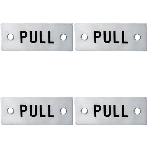 4 PACK Rectangular Door PULL Sign 75 x 30mm Satin Stainless Steel Door Plate