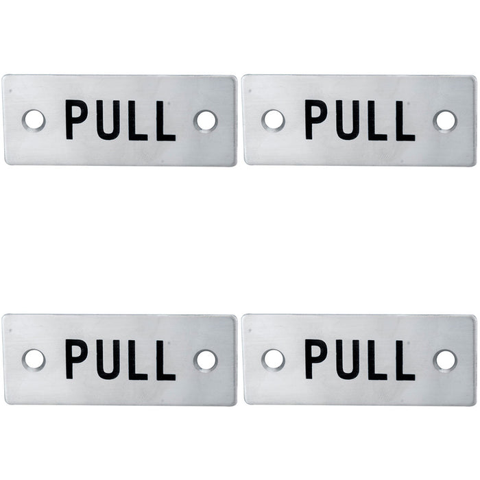 4 PACK Rectangular Door PULL Sign 75 x 30mm Satin Stainless Steel Door Plate