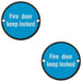 2 PACK Fire Door Keep Locked Sign 64mm Fixing Centres 76mm Dia Matt Black