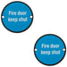 2 PACK Fire Door Keep Shut Sign 64mm Fixing Centres 76mm Dia Matt Black