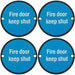 4 PACK Fire Door Keep Shut Sign 64mm Fixing Centres 76mm Dia Matt Black