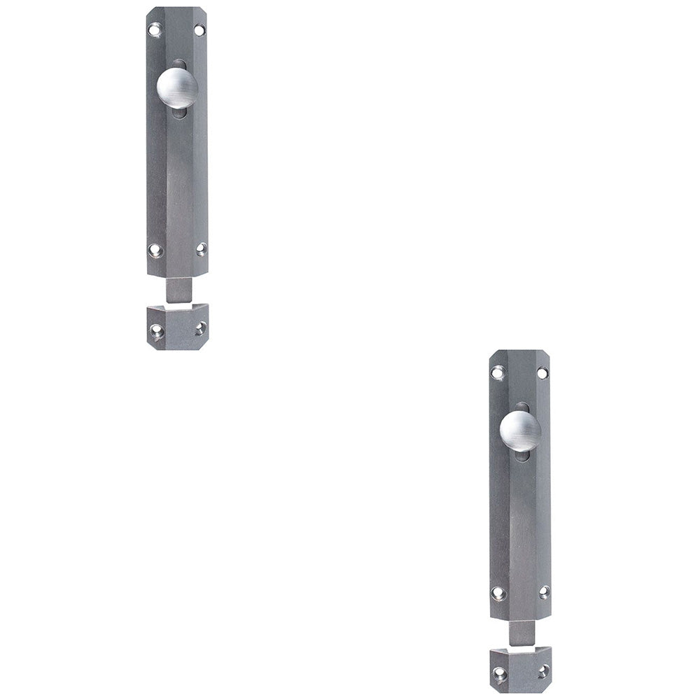 2 PACK Surface Mounted Flat Sliding Door Bolt Lock 102mm x 36mm Satin Chrome