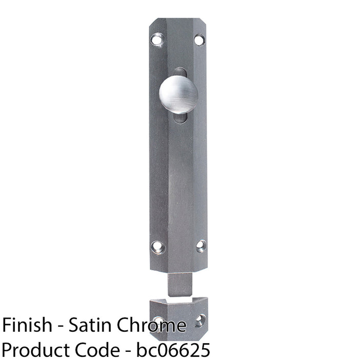 Surface Mounted Flat Sliding Door Bolt Lock 152mm x 36mm Satin Chrome 1
