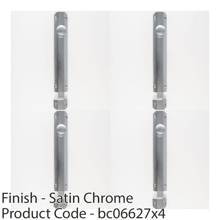 4 PACK Surface Mounted Flat Sliding Door Bolt Lock 254mm x 36mm Satin Chrome 1