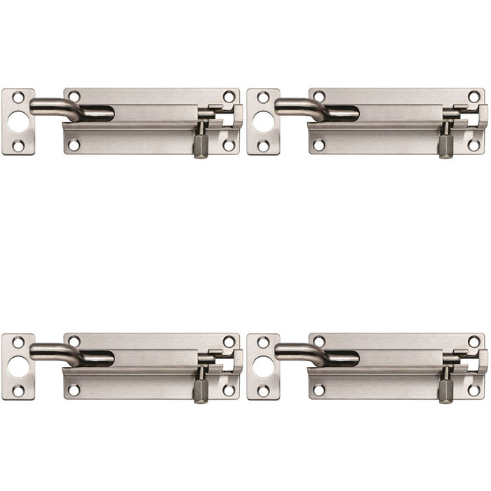 4 PACK - Cranked Barrel Surface Mounted Sliding Door Bolt Lock 150mm x ...