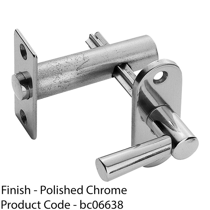 1 Sided Door Security Bolt Lock & Lever Turn - Polished Chrome Rounded Plate 1